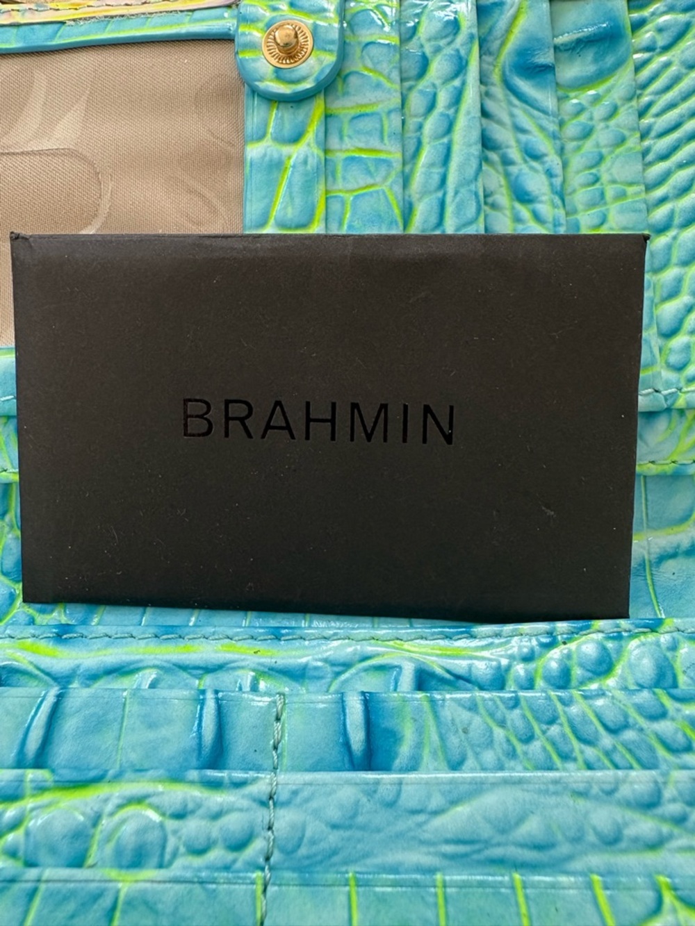 Brahmin Iridescent Croc-Embossed Wallet - Pink, Blue, Yellow Shift - Picture 4 of 6